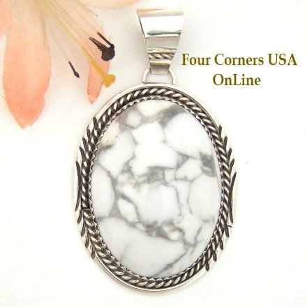 Howlite Sterling Pendant Navajo Herman Lee Four Corners USA OnLine Native American Jewelry